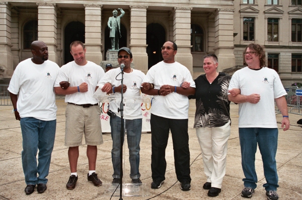Pro-Love March July 2007 Victor Powell, D.E. Paulk, Carlton Pearson, Anthony Muhammad, Anne Barr, Greg Kelly (left to right)